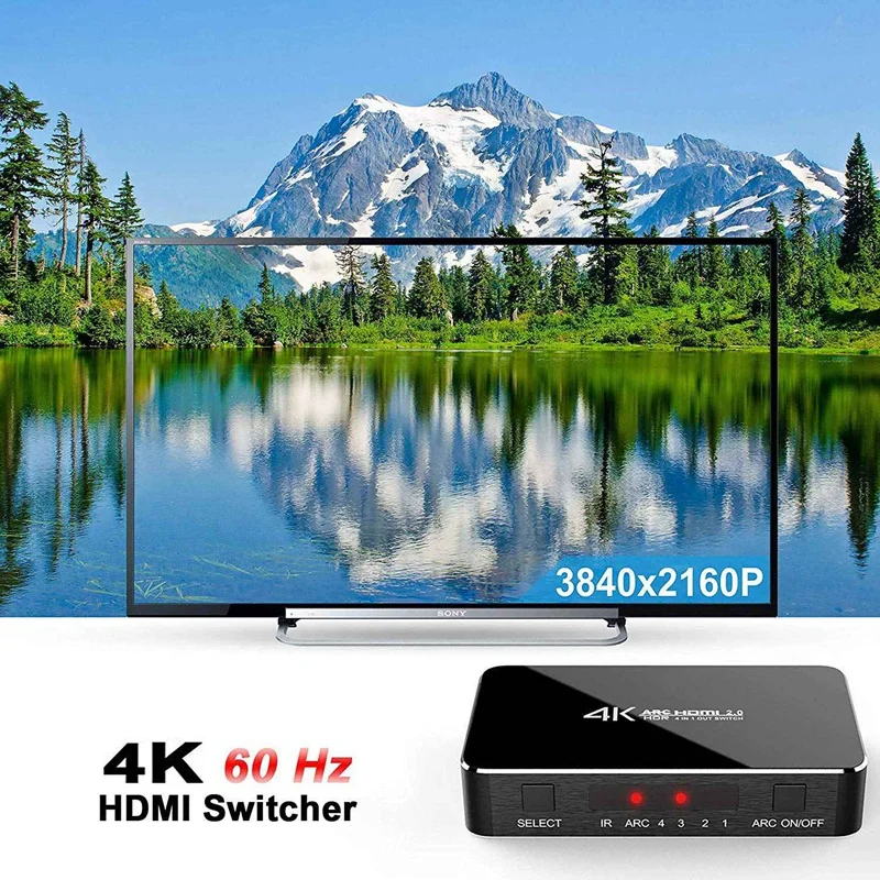 HDMI коммутатор 4 k@ 60Hz 4 в 1 выход с аудио оптический/пульт дистанционного управления, HDMI сплиттер с аудио экстрактором поддержка ARC