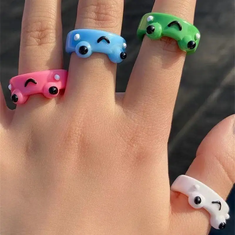Cute Smile Frog Rings For Women Girls Funny Personality Wholesale Cartoon Animal Chicken Frog Ring Fashion Jewelry Gifts