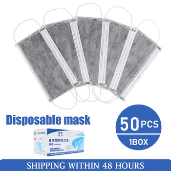 

10/20/50PCS Mouth Mask Disposable Black Non-woven Mouth Face Mask Earloop