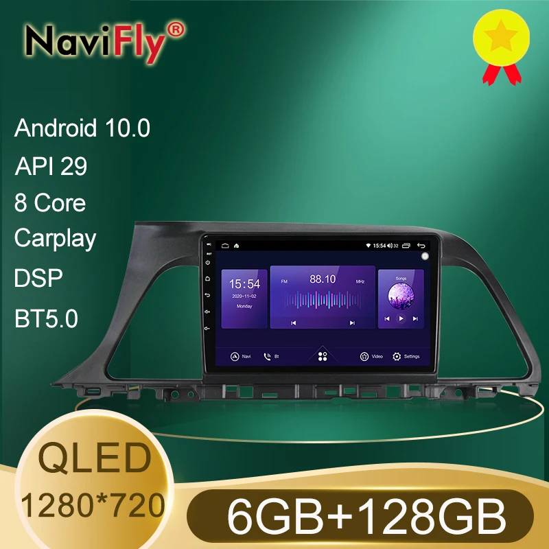 Автомагнитола NaviFly 7862 мультимедийный проигрыватель 6 ГБ + 128 Гб QLED экран 1280*720 Android 10