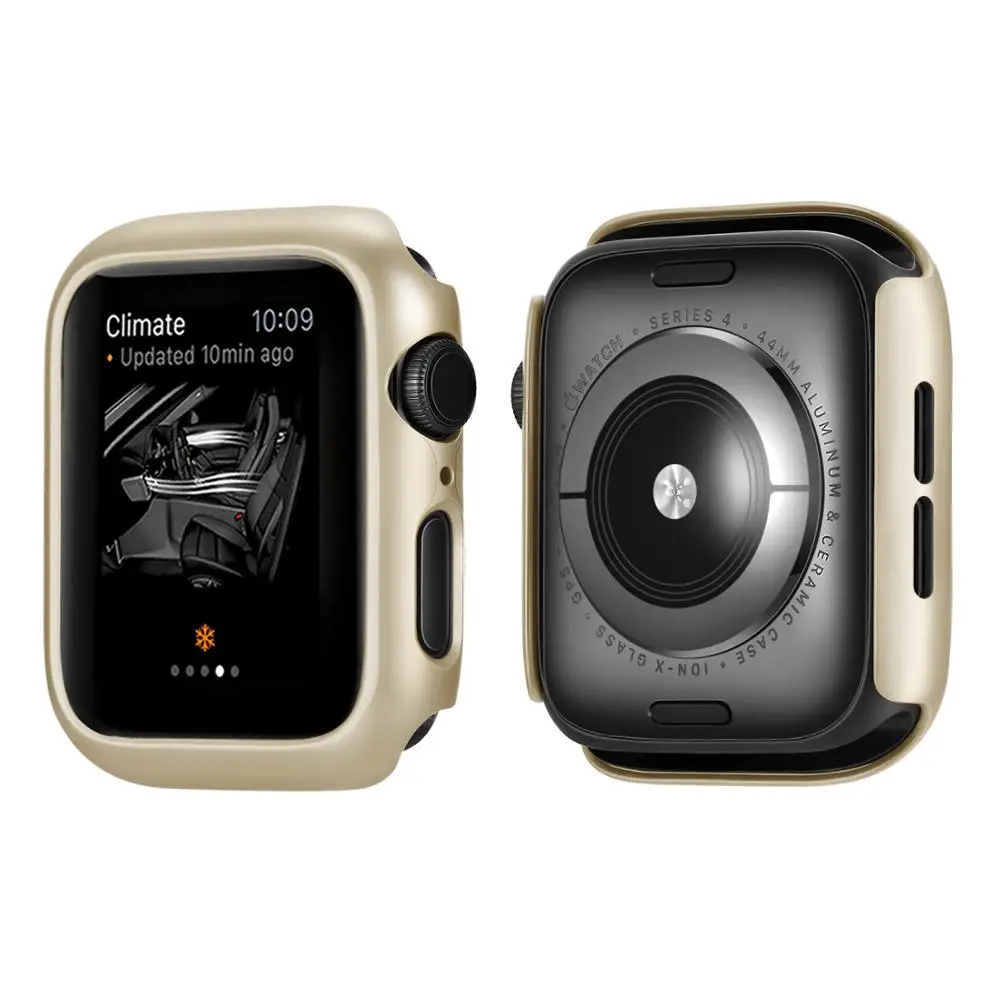 Чехол для Apple Watch 4, 5, 3, 2, 1, 40 мм, 44 мм, с краями, чехол s для iWatch Series 3, 2, 42 мм, 38 мм - Цвет: Золото