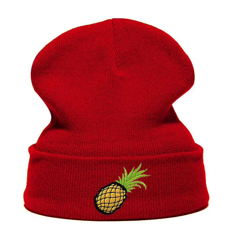 Beanie шляпа Skullie Кепки смутная зима вышивка в стиле панк Для мужчин Для женщин подростков уличных танцев забавные персонализированные ананас для гурманов