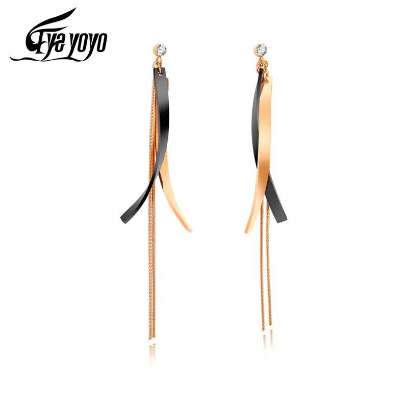 EyeYoYo 75mm Long Tassel Earrings For Women Stainless Steel Fashion Daily Jewlery | Украшения и аксессуары
