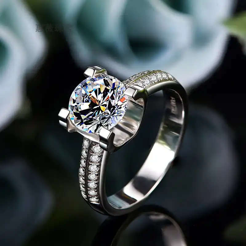 3 Ct Df モアッサナイト放射カットモアッサナイトハロー 10 で石の婚約指輪 18k ホワイトゴールド 指輪 Aliexpress
