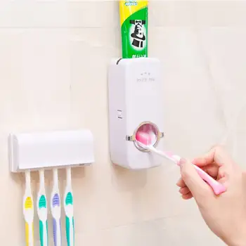 

Automatic Toothpaste Dispenser Waterproof Wall Mount Toothbrush Holder Rack Toothpaste Squeezers Bathroom Accessories Tools Set