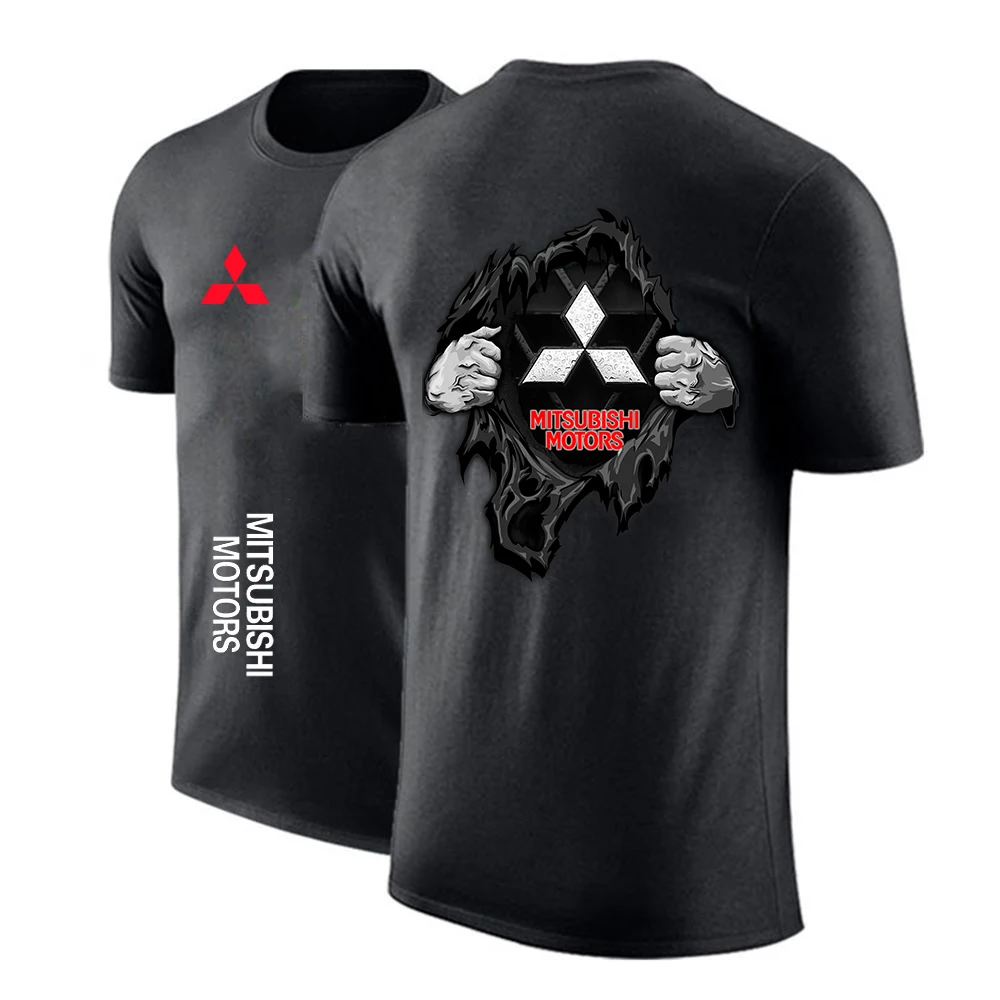 Mitsubishi Car LOGO Tshirts Short Sleeve Tops Tees Casual Loose Couple T-shirt Summer New | Мужская одежда