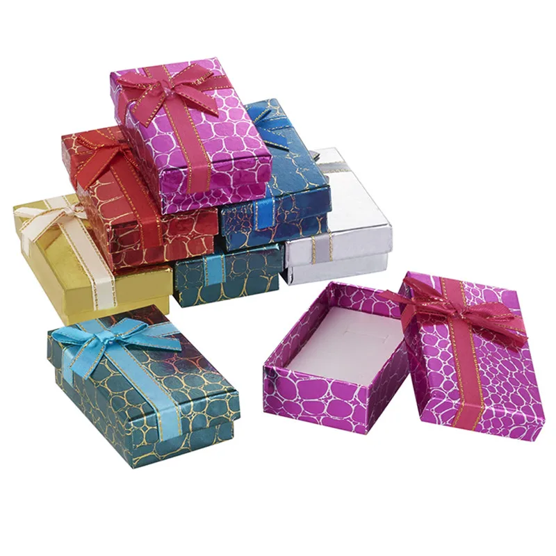 24 шт. 8x5x3 см кубовидной разноцветные картонные коробки с губкой Insdie для показ хранилища ювелирных украшений Подарочная коробка интимные