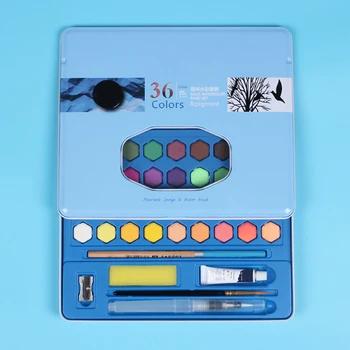 

Watercolor Paint Set Art Supplies Paintbrush DIY Drawing For Beginners Portable Sketching Non Toxic With Box Solid Quick Dry