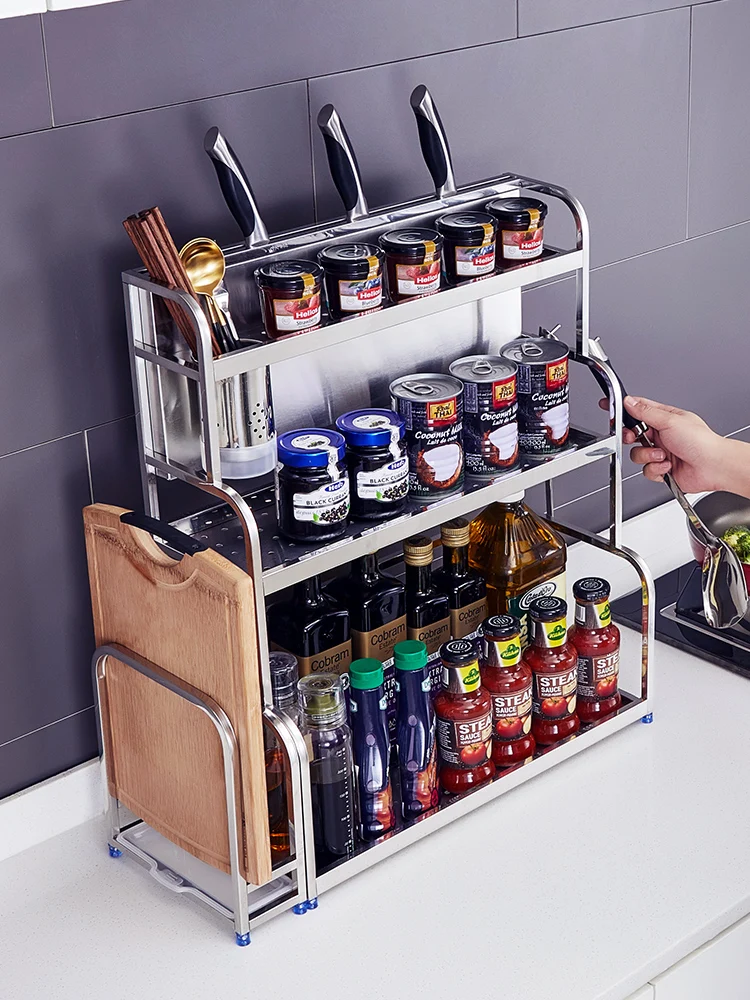 

304 stainless steel kitchen shelf multi-functional condiment storage box articles put condiment shelf bottle household