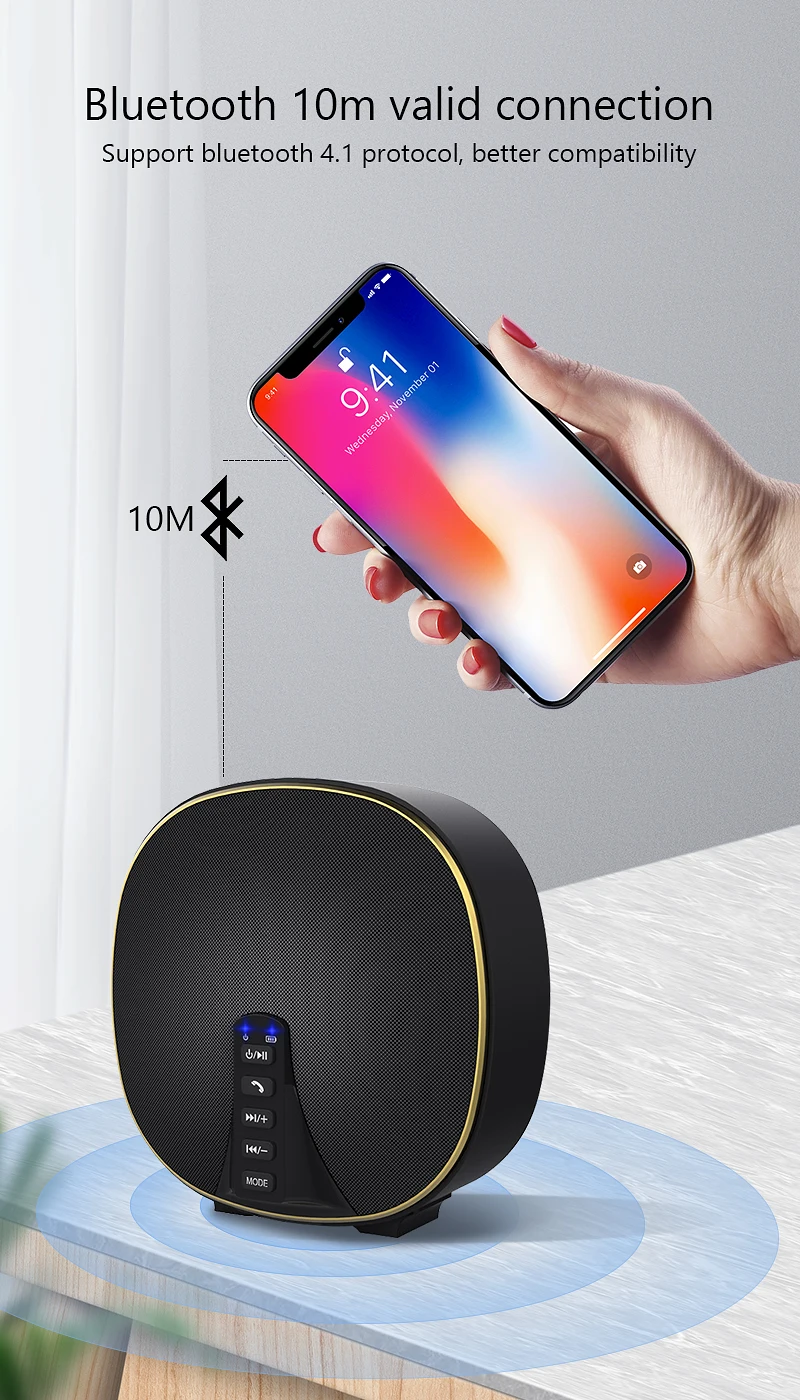 Беспроводной Bluetooth динамик стерео большой мощности MP3 музыкальный микрофон сабвуфер динамик s для iPhone компьютер портативный басовый громкоговоритель Altavoz
