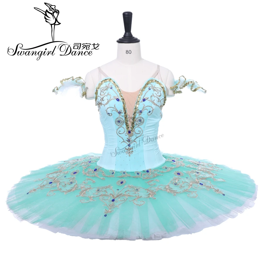 Green Professional Ballet Tutus Adult Pancake Tutu Ballerina Dress Women Custom Made Esmeralda Ballet Costumes BT9234C