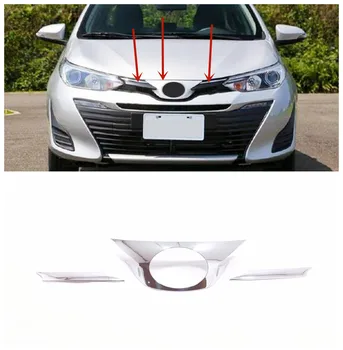

3pcs ABS Chrome Car Front Car Standard Frame Decoration Cover Trim Car Stickers Styling Accessories For Toyota VIOS 2019 2020
