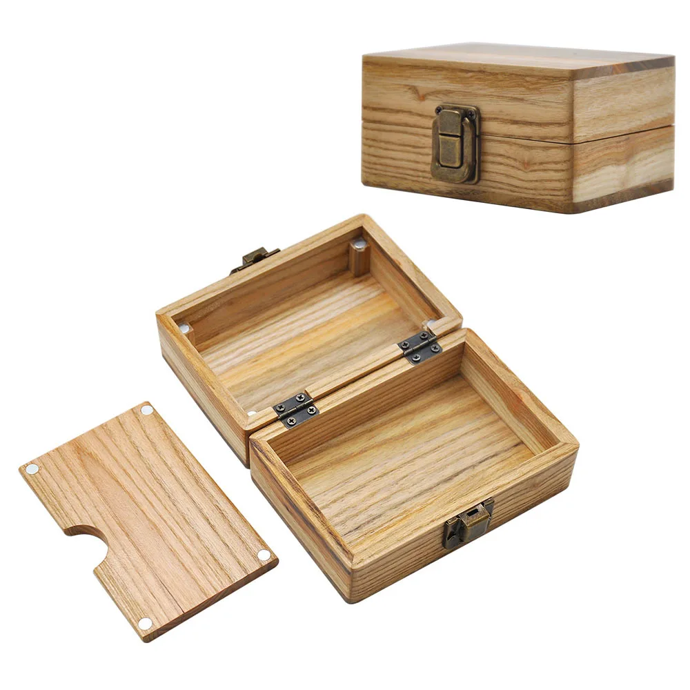 HORNET Natural Handmade Wooden Smoking Stash Case Box 63*87*121MM Big Volume Crude Wood Tobacco Herb Box Smoke Pipe Accessories