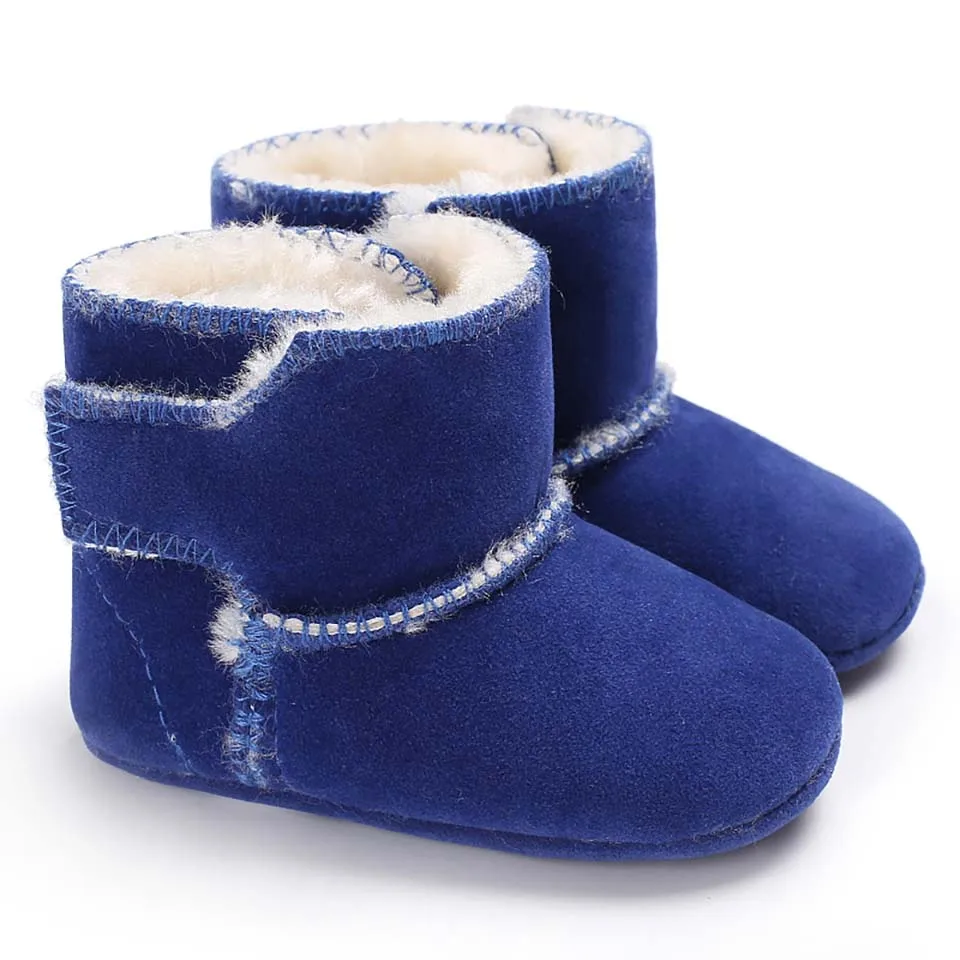 Обувь для новорожденных мальчиков; зимние ботинки для малышей; первые ходунки для маленьких девочек; мягкая резиновая подошва; Теплые Зимние ботиночки; обувь - Цвет: Blue