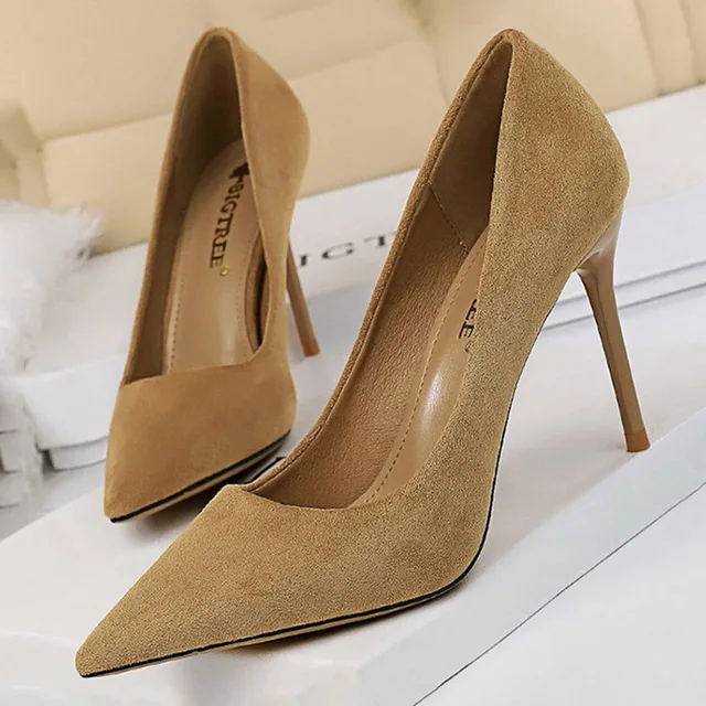 BIGTREE Shoes 2022 New Women Pumps Suede High Heels Shoes Fashion Office Shoes Stiletto Party Shoes Female Comfort Women Heels 4