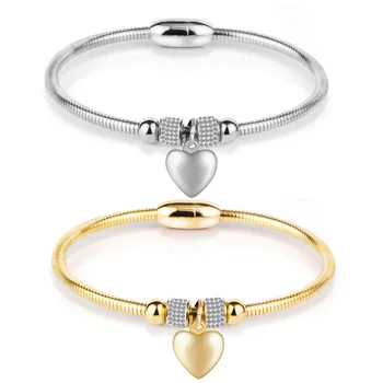 

CR-201 European Original New Crystal Heart Shape Charm cross stainless steel Bracelets Bangles Jewelry Gift For Women