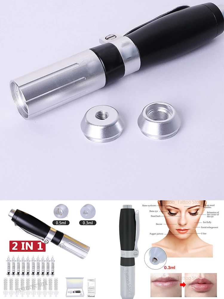

2 IN 1 High Pressure Lip injection pen High density metal For Anti Wrinkle Lifting Lip hyaluron gun atomizer Hyaluronic Acid Pen