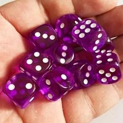 High - Quality Transparent Acrylic Dice Set - 10 Colorful 14mm Round Corner Dice (PURPLE)