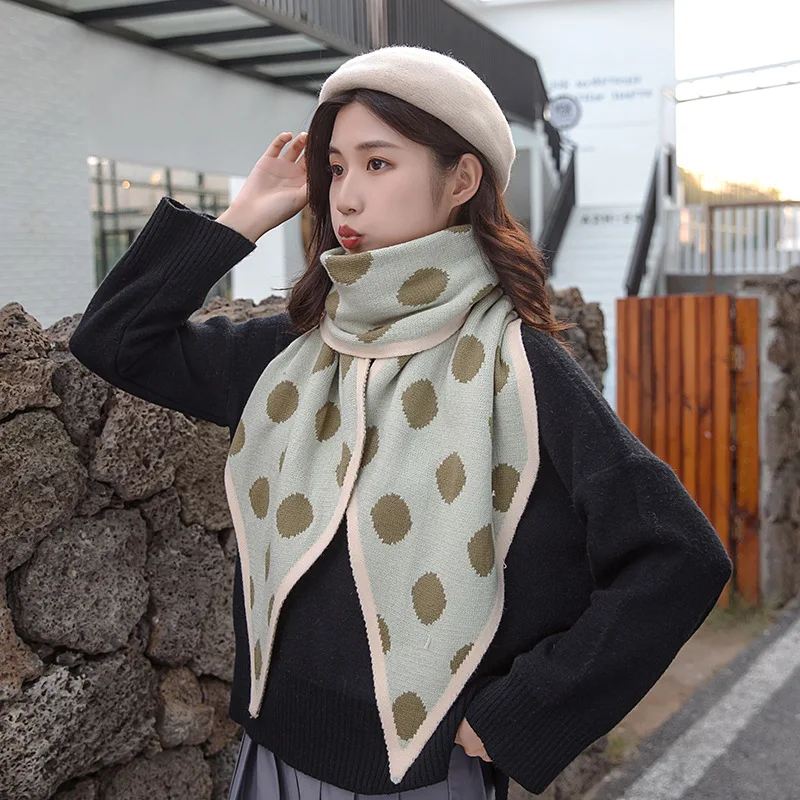 Корейский женский шарф с бриллиантами, утолщенный, осенний и зимний,, теплый, модный, треугольный, воздухопроницаемый, шаль - Цвет: L.green