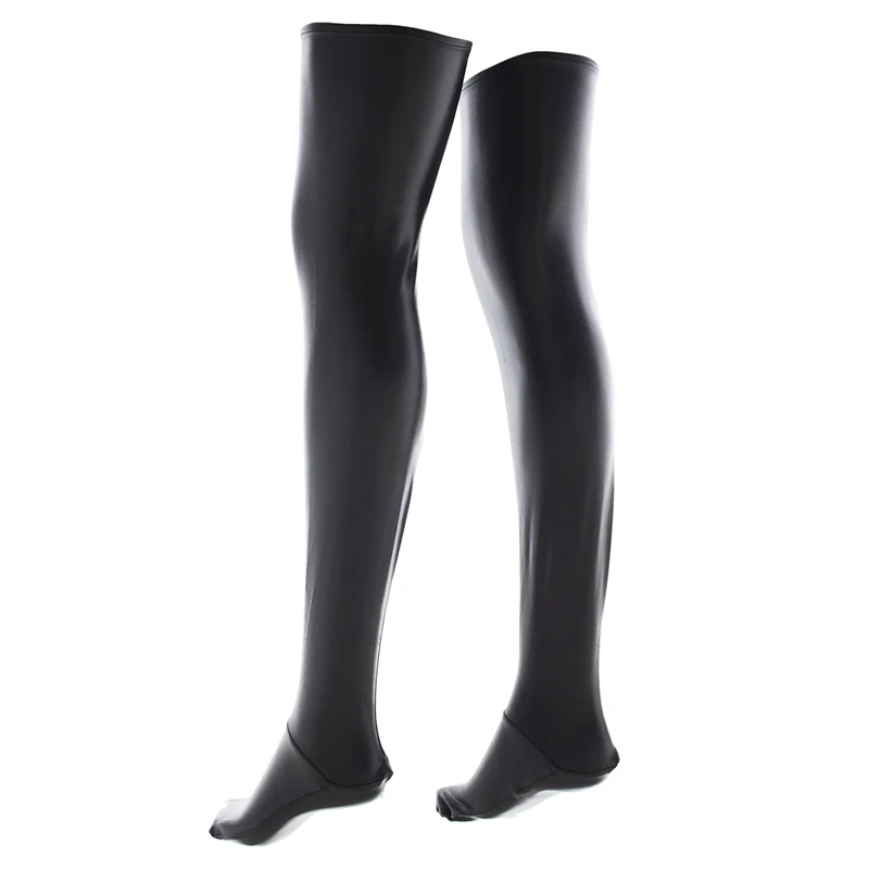 Women Plus Size Latex Stockings Hot Sexy Night Club Hosiery Women Pole Dance Faux Leather Stay Up Thigh High Stockings