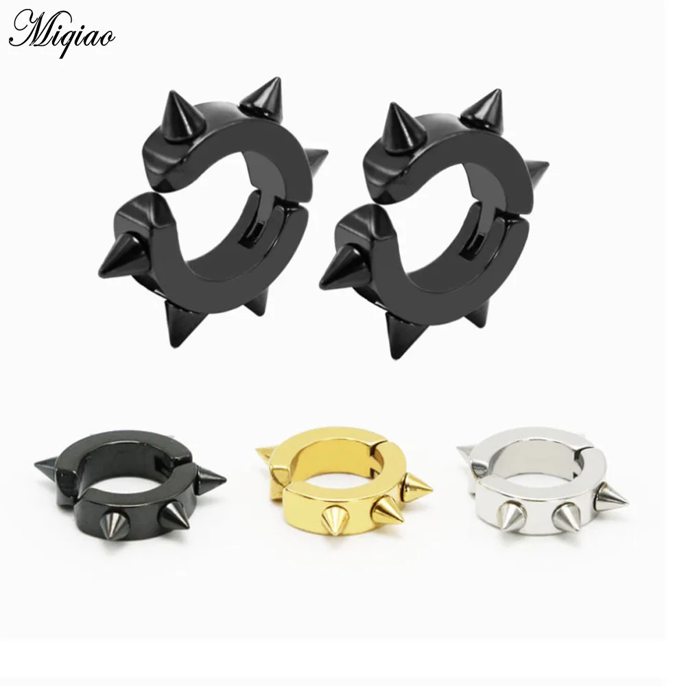 

Miqiao 1 Pcs Stainless Steel Ear Clip Ear Buckle Fake Earrings Without Pierced Jewelry Punk Pointed Cone Hot Selling Men