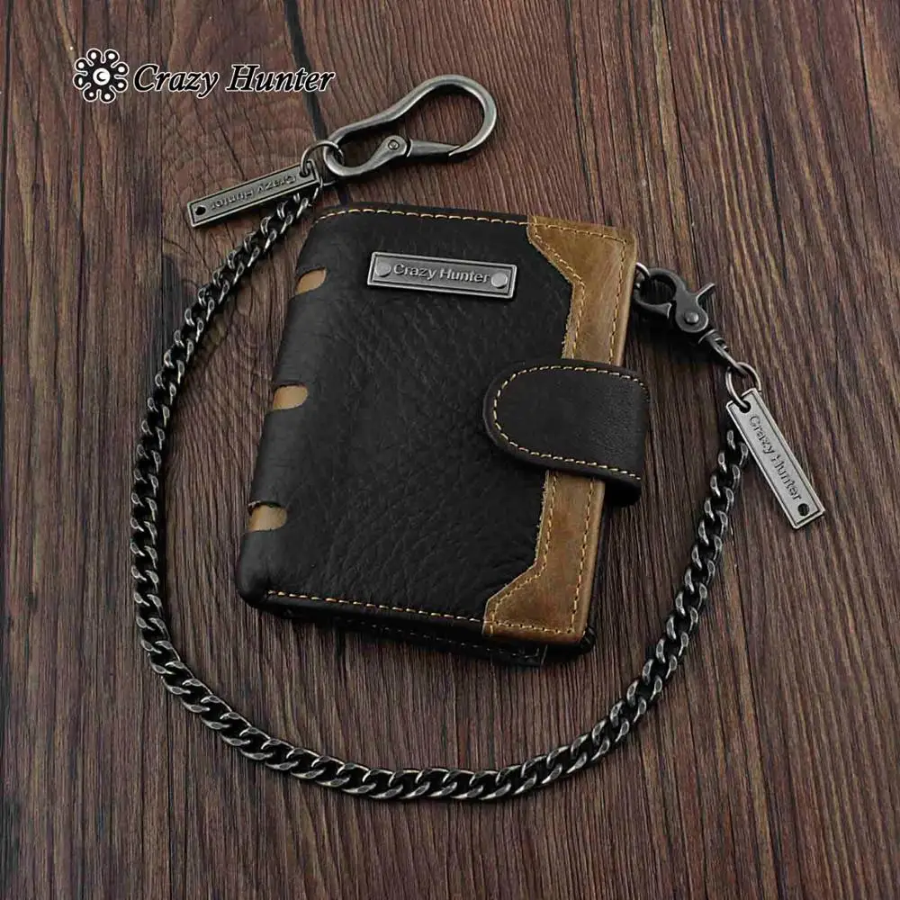 Mens Fashion Snap Biker Rocker Leather Wallet With Pants Chain