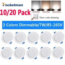 

10/20 Pack Dimmable LED Downlight Tri-tone light 220V 7W Spot Recessed in LED Ceiling Downlight Light Fixture Warm White Lamp 1