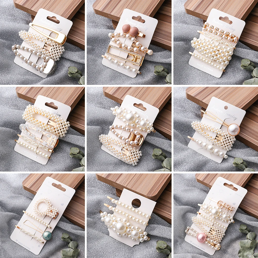

Hot Sale New Fashion 1 Set Women Girls Elegant Pearl Hairpins Acrylic Hairgrip Barrettes Headdress Jewelry Hair Accessories