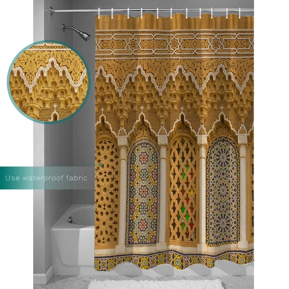 WARMTOUR занавески для душа в арабском стиле, удлиненные тканевые занавески для ванной, устойчивые к плесени, декоративные наборы для ванной комнаты с крючками