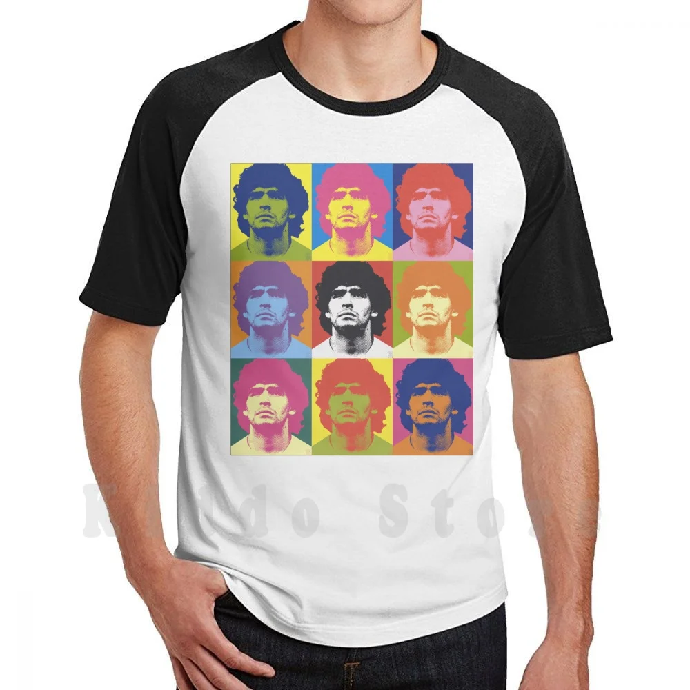 Maradona Ala Warhol T Shirt Print For Men Cotton New Cool Tee Maradona Warhol Argentina Football Soccer Napoli