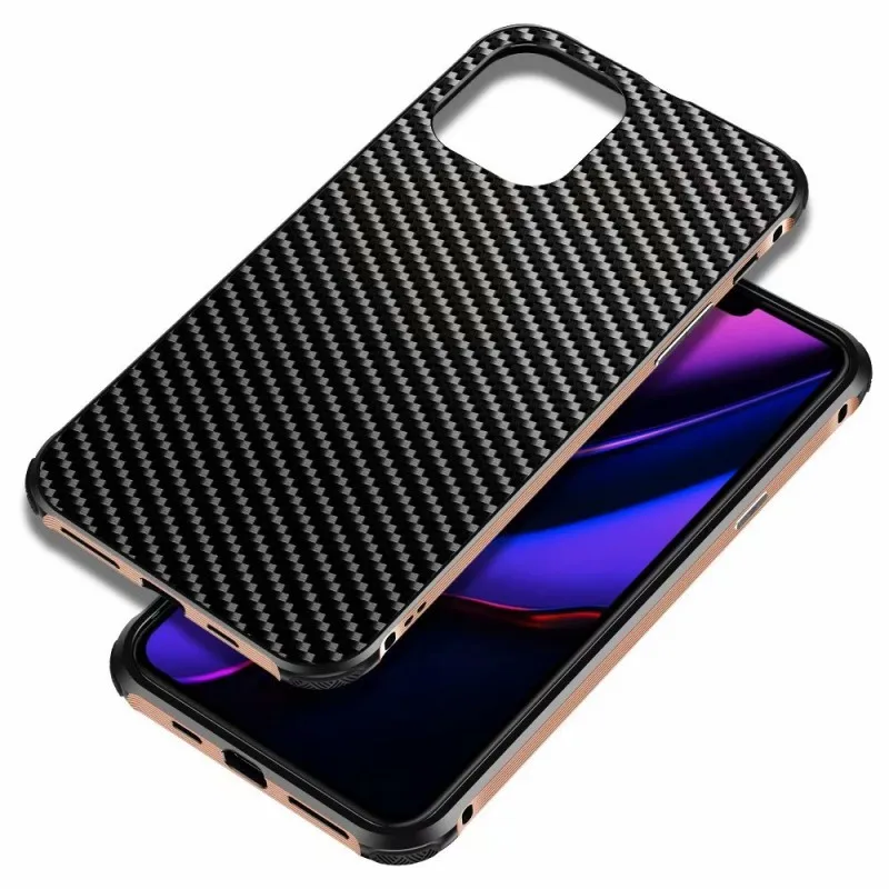 Чехол для iPhone 11 Pro Max XS Max X, металлический алюминиевый бампер, рамка из углеродного волокна, чехол для iPhone 7 8 Plus XR, чехол