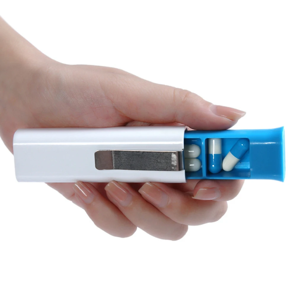 

Travel Pill Box Medication Reminder Portable Pill Box Medicine Storage Holder Case Container with Clip