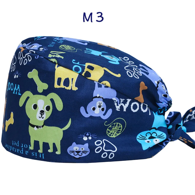 Surgical Cap Chef Cooking Work Caps Tieback with Elastic Cotton for Women and Men SPA Working Hat Hospital Doctor Caps - Цвет: Scrub Cap 12