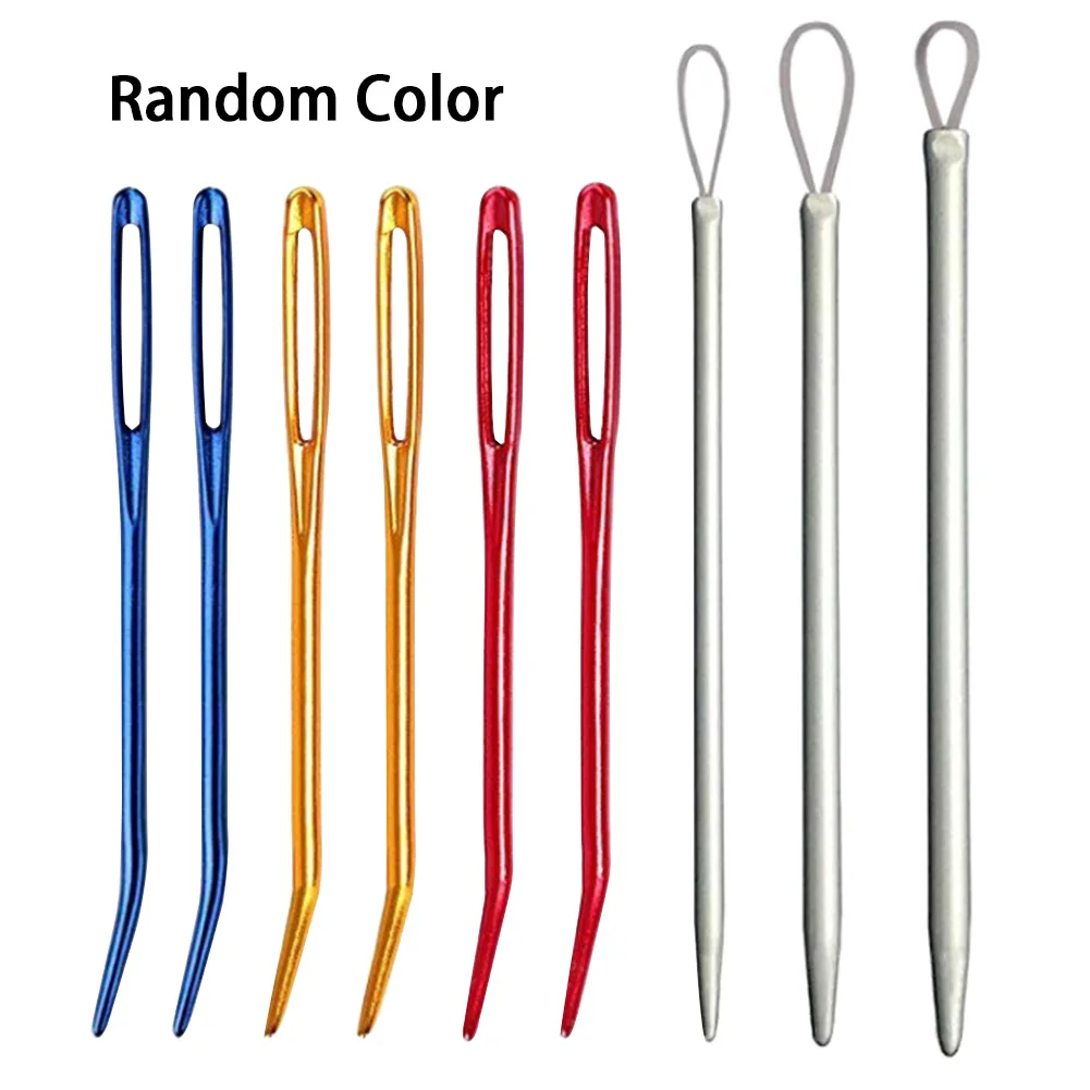 

9 Pcs Tapestry Non Slip Needle Threader Set Home Sewing Random Color Bent Tip Knitting Easy Use Large Eye Stitching Crochet