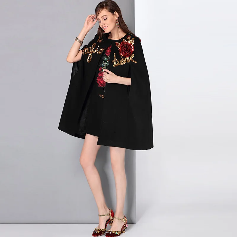AliExpress Ozhouzhan осень и зима стиль розовый вышитый промышленный стерео розовый блесток шерстяной комплект из двух предметов Explos