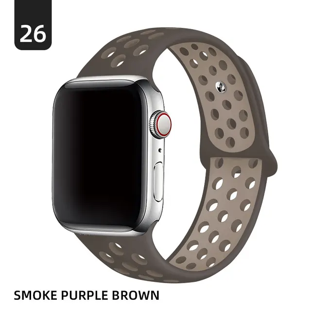 Silicone Strap For Apple Watch band 40mm 44mm 38mm 42mm 44 mm Rubber watchband smartwatch bracelet iWatch series 3 4 5 6 se band Smoke purple beige