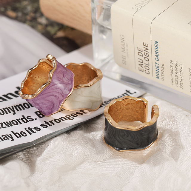 Ins Korea Colorful Fashion Y2k Resin Heart Ring Set Acrylic Thick Round Rings For Women Party Wedding Jewelry Ring Set