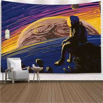 

Starry Sky Tapestry, Astronaut Men Wall Decor, Stars Planets Mars Earth Wall New