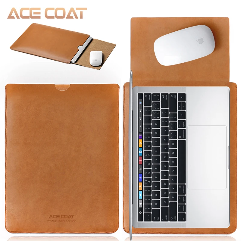 Cena ACECOAT z mikrofibry rękaw ze skóry pu Protector torby dla Macbook Air Pro Retina13 12 15 16 pokrowiec na laptopa dla macbook pro 16 przypadku