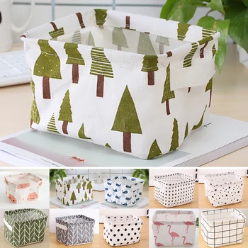 

Fabric Foldable Storage Basket Cotton and Linen Table Storage Box Hipster Waterproof Storage Basket Storage Box