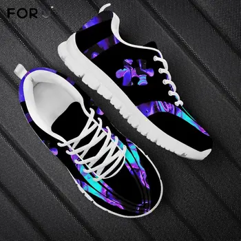 

FORUDESIGNS Colorful Autism Geometric Printed Women Flats Shoes Breathable Spring/Autumn Lace Up Sneakers Brand Design Footwear