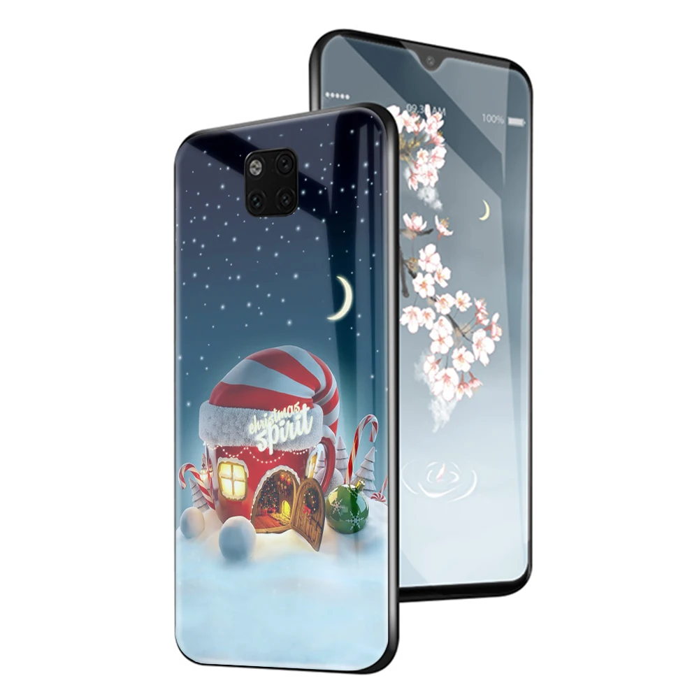 ciciber Merry Christmas Coque for Huawei P30 P20 Mate 20 30 Lite Pro Cover for Honor 10 Lite Tempered Glass Phone Cases Fundas