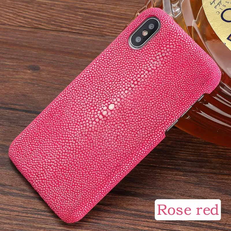 Роскошный чехол для телефона s для iPhone 6, 6s, 7, 8 Plus, 11 Pro, X, Xs Max, чехол, настоящая жемчужина, рыбья кожа, задняя крышка для 6s, p, 7, p, 8 p, чехол - Цвет: Rose red