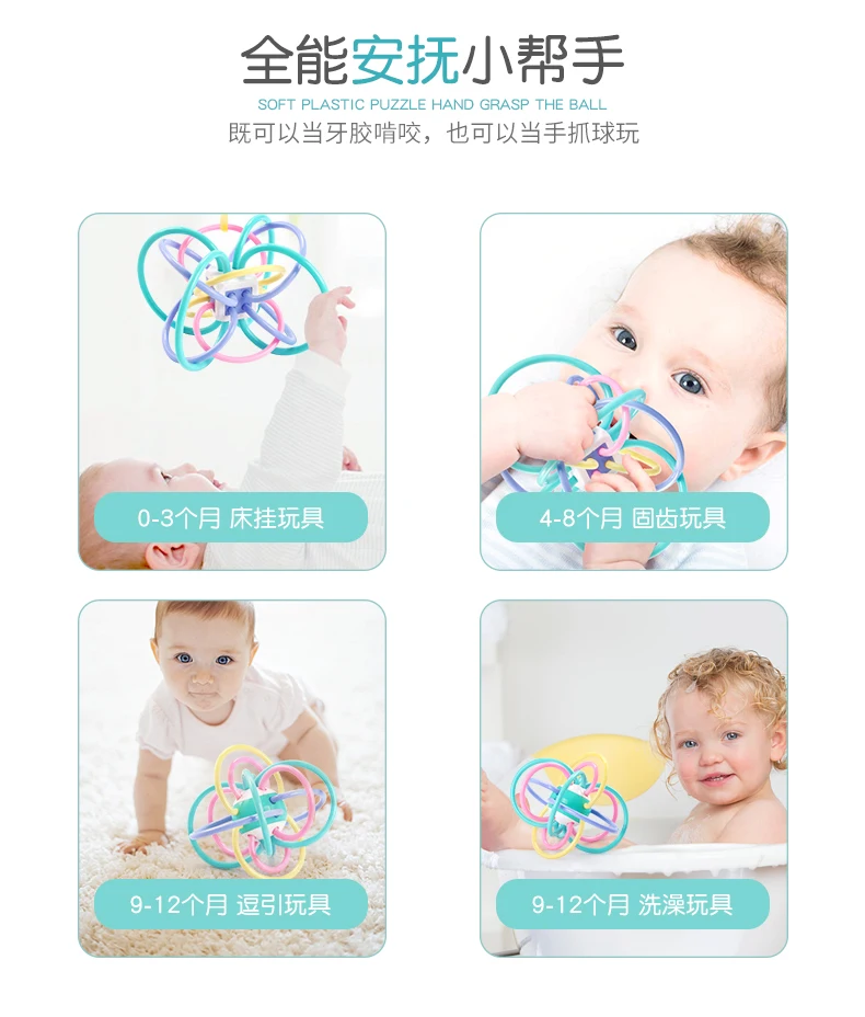 Игрушки для малышей 3-6 тренировочный мяч для малышей 0-1 лет Манхэттенский укус унисекс мягкий силконе ручной мяч