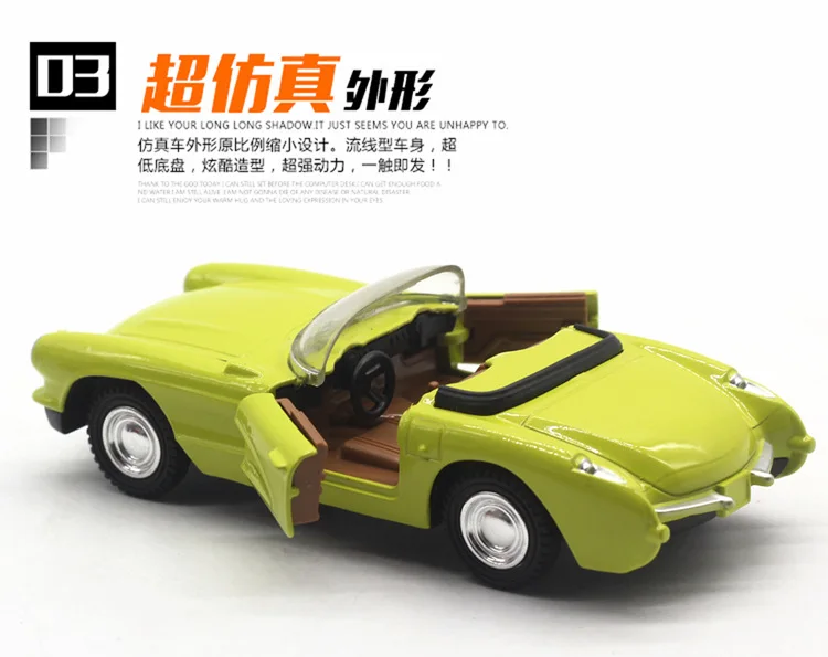 1: 32 Chevrolet Corvette C1 винтажная модель автомобиля из сплава звук и светильник