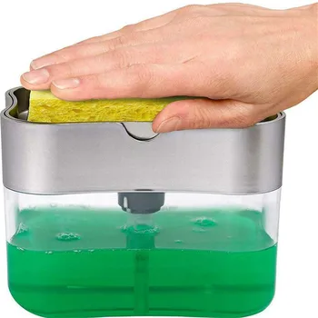 

2-In-1 Multi-Function Dishwashing Liquid Box Soap Pump Dispenser Sponge Holder For Dish Soap And Sponge Kitchen Clean Tool