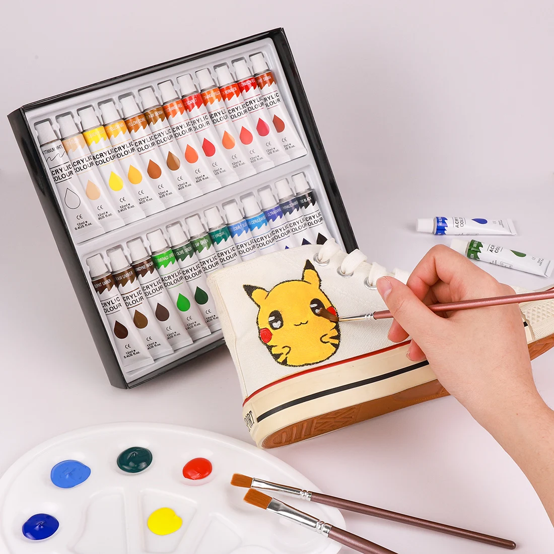 Набор акриловых красок Memory 24 цвета для рисования тканей одежды пигменты включает