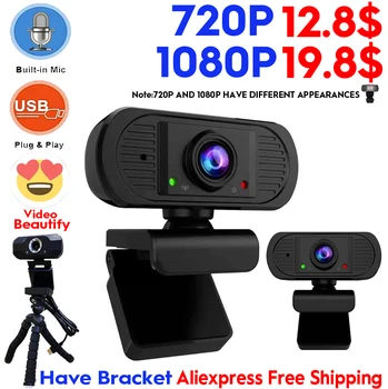 

Webcam Camera 1080P HD 1920x1080 Usb Plug And Play Drive-free Built Mic Computer Pc Live Broadcast Video Conference Have Bracket