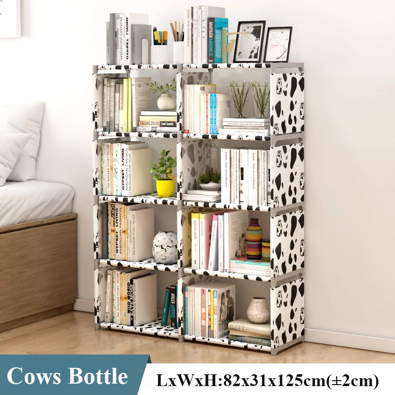 Cows Bottle B Креативная Современная книжная полка из нетканого материала, сборная витрина, сделай сам, украшение для дома, многокубическая книжная полка для хранения, книжный шкаф - Цвет: Cows Bottle B