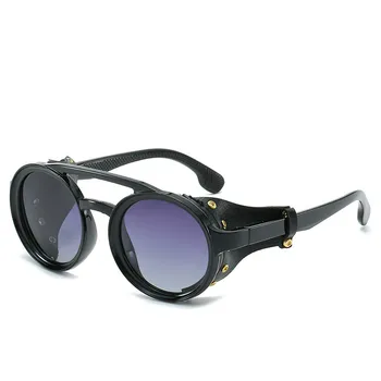 Gothic Retro Round Steampunk Goggles Women Men Vintage Rivet Round Sunglasses UV400 5